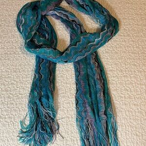 Missoni 100% Silk Multicolor Zigzag Scarf